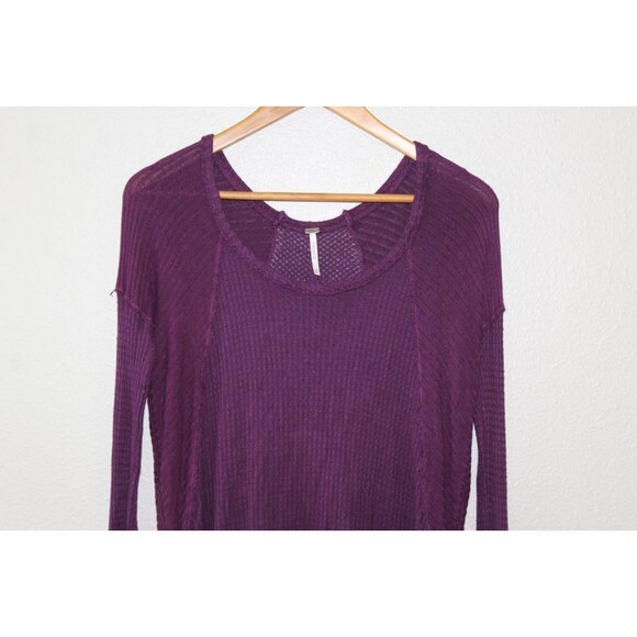 Free People Purple Long Sleeve High Low Top S - Picture 2 of 5